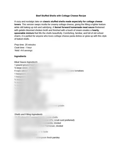 Beef Stuffed Shells with Cottage Cheese Recipe (exclusive)