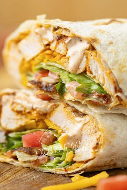 Grilled chicken wrap hero shot exclusive food photography package