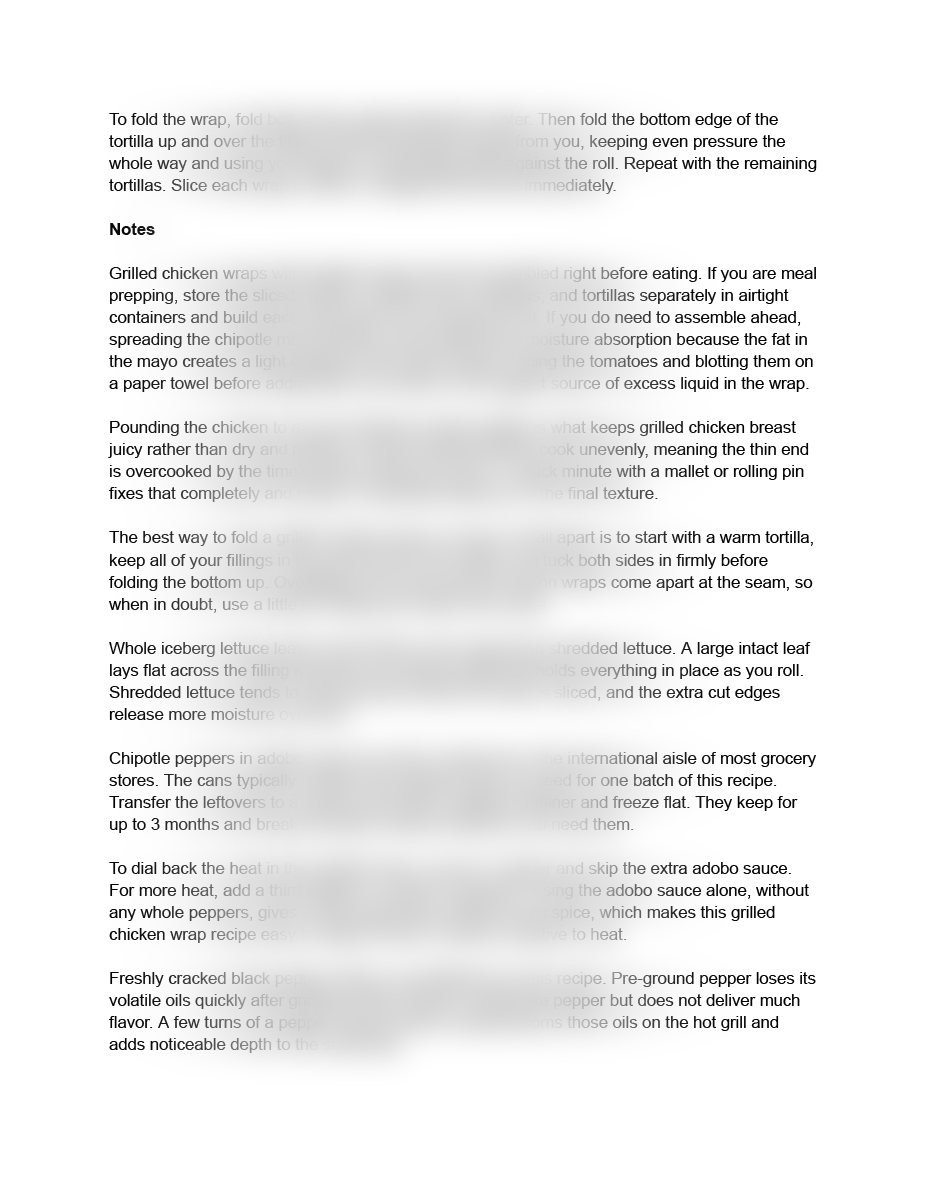 Grilled chicken wrap recipe instructions preview food blogger