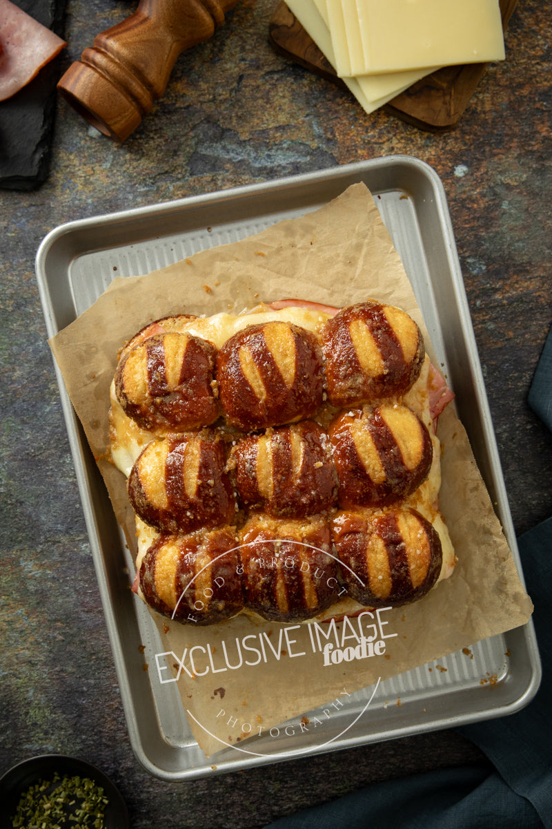 Ham and Cheese Sliders on Pretzel Buns Recipe (exclusive)