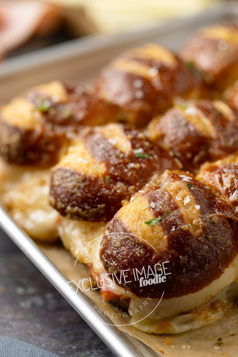 Ham and Cheese Sliders on Pretzel Buns Recipe (exclusive)
