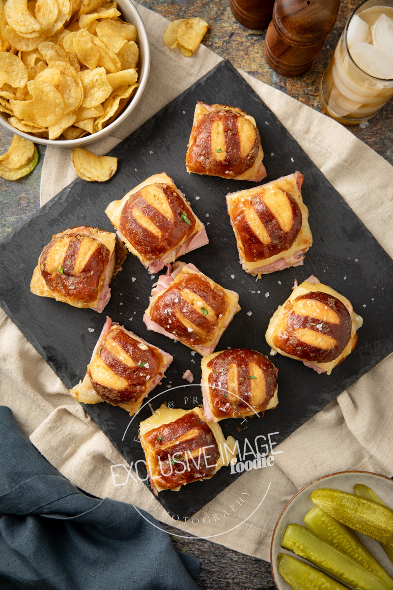 Ham and Cheese Sliders on Pretzel Buns Recipe (exclusive)