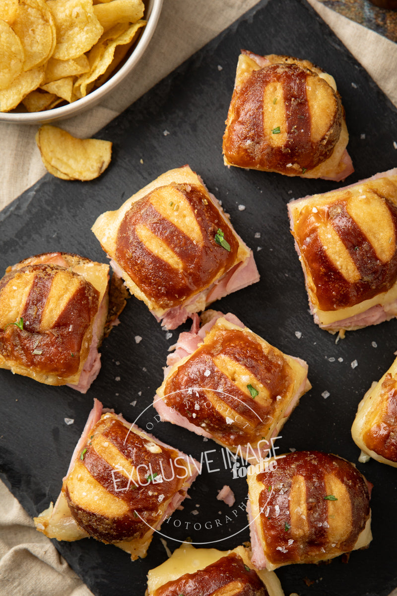 Ham and Cheese Sliders on Pretzel Buns Recipe (exclusive)