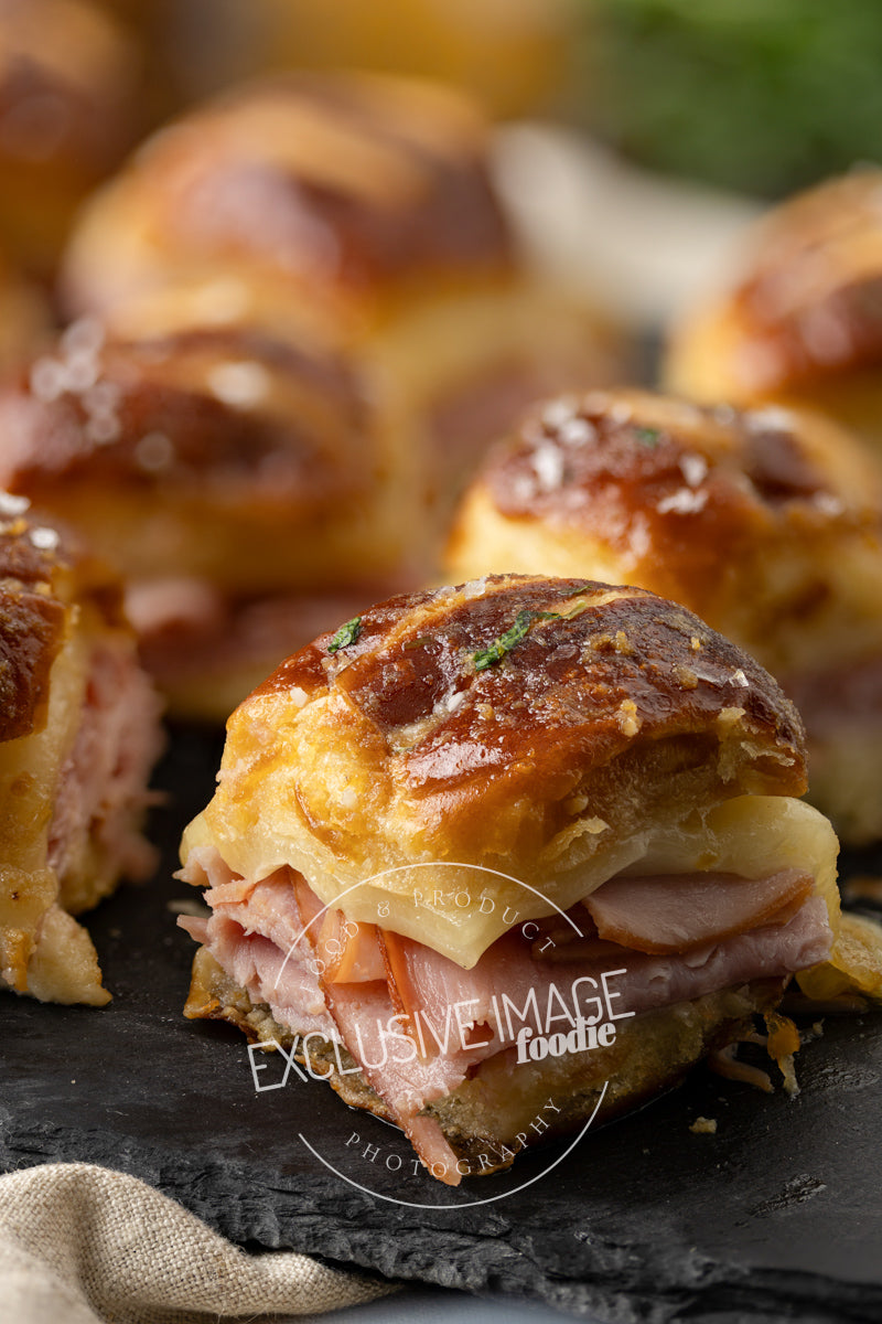 Ham and Cheese Sliders on Pretzel Buns Recipe (exclusive)