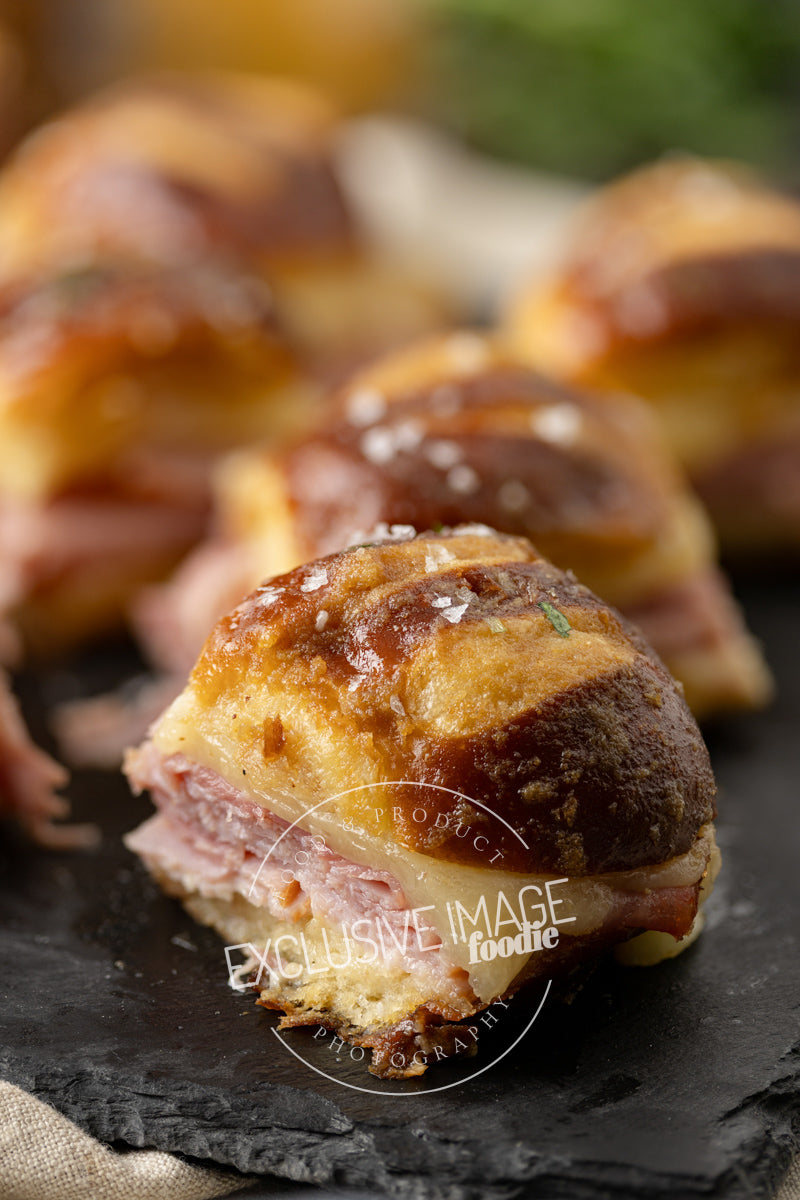 Ham and Cheese Sliders on Pretzel Buns Recipe (exclusive)