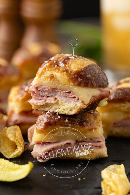 Ham and Cheese Sliders on Pretzel Buns Recipe (exclusive)