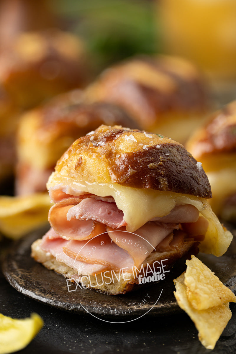 Ham and Cheese Sliders on Pretzel Buns Recipe (exclusive)