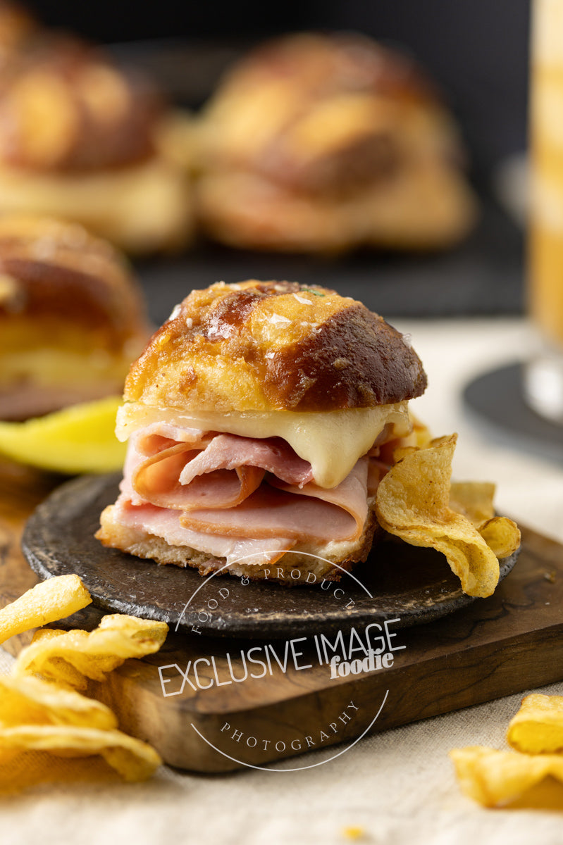 Ham and Cheese Sliders on Pretzel Buns Recipe (exclusive)