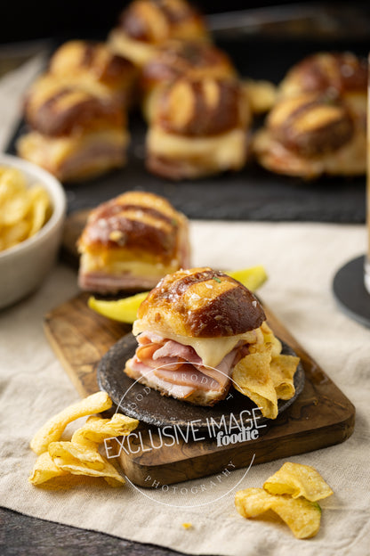 Ham and Cheese Sliders on Pretzel Buns Recipe (exclusive)