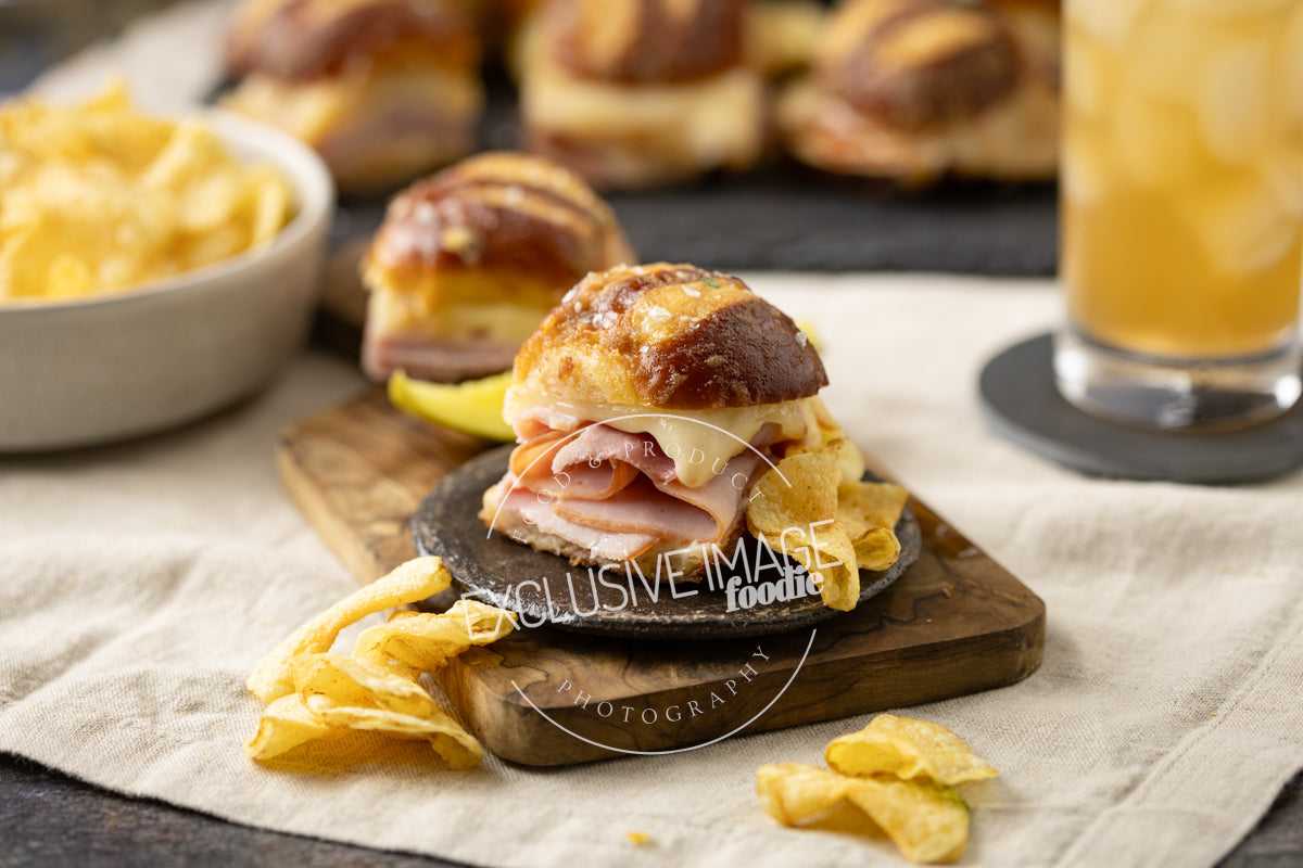 Ham and Cheese Sliders on Pretzel Buns Recipe (exclusive)