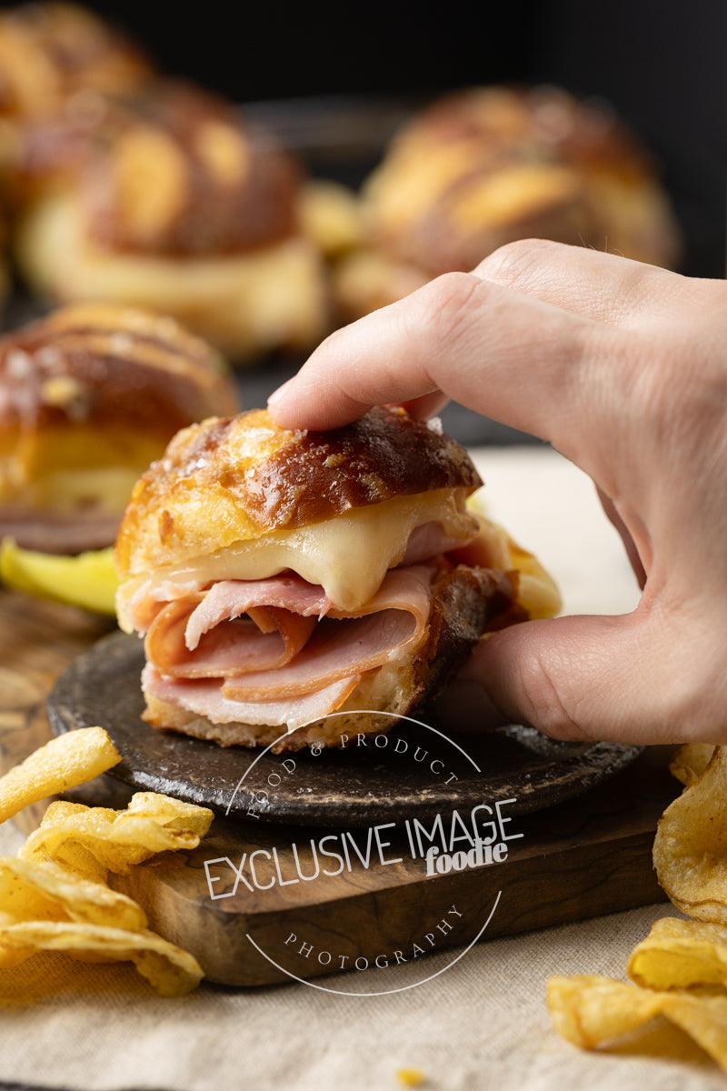 Ham and Cheese Sliders on Pretzel Buns Recipe (exclusive)