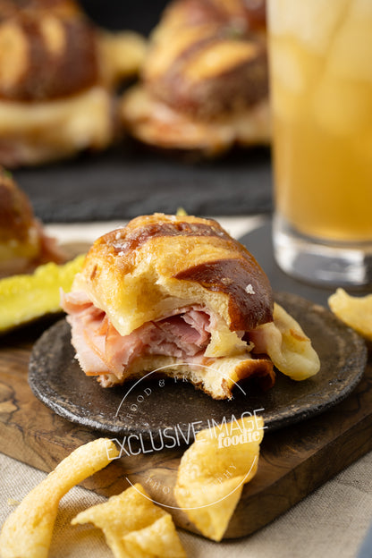 Ham and Cheese Sliders on Pretzel Buns Recipe (exclusive)