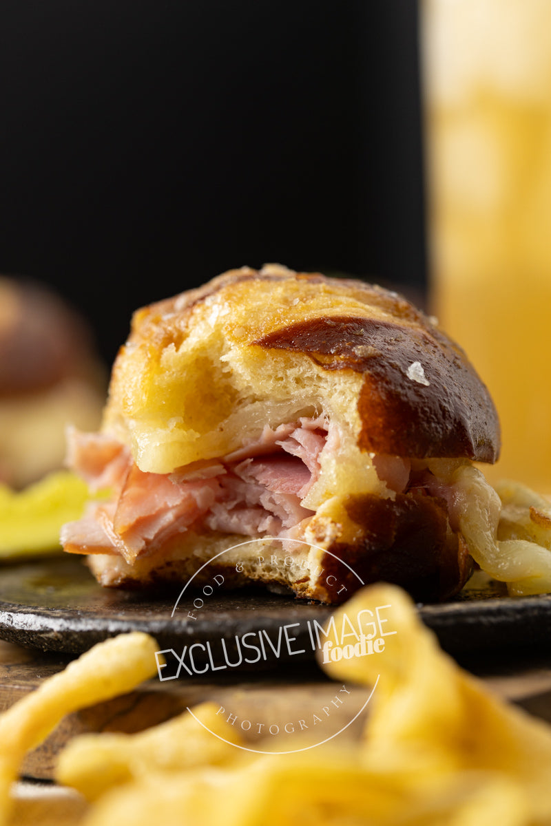 Ham and Cheese Sliders on Pretzel Buns Recipe (exclusive)
