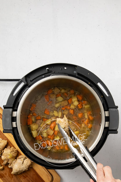 Instant pot chicken pot pie recipe process photography food blog
