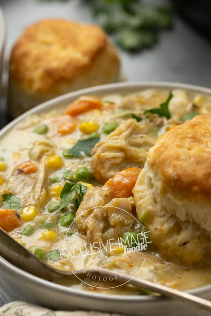Instant pot chicken pot pie hero shot exclusive food photography package
