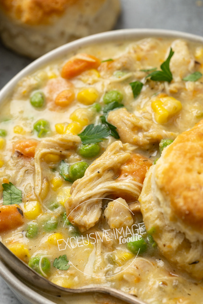 Instant pot chicken pot pie recipe close up photography for food bloggers