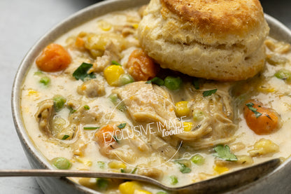 Instant pot chicken pot pie recipe close up photography for food bloggers
