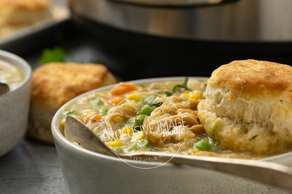 Instant pot chicken pot pie recipe close up photography for food bloggers
