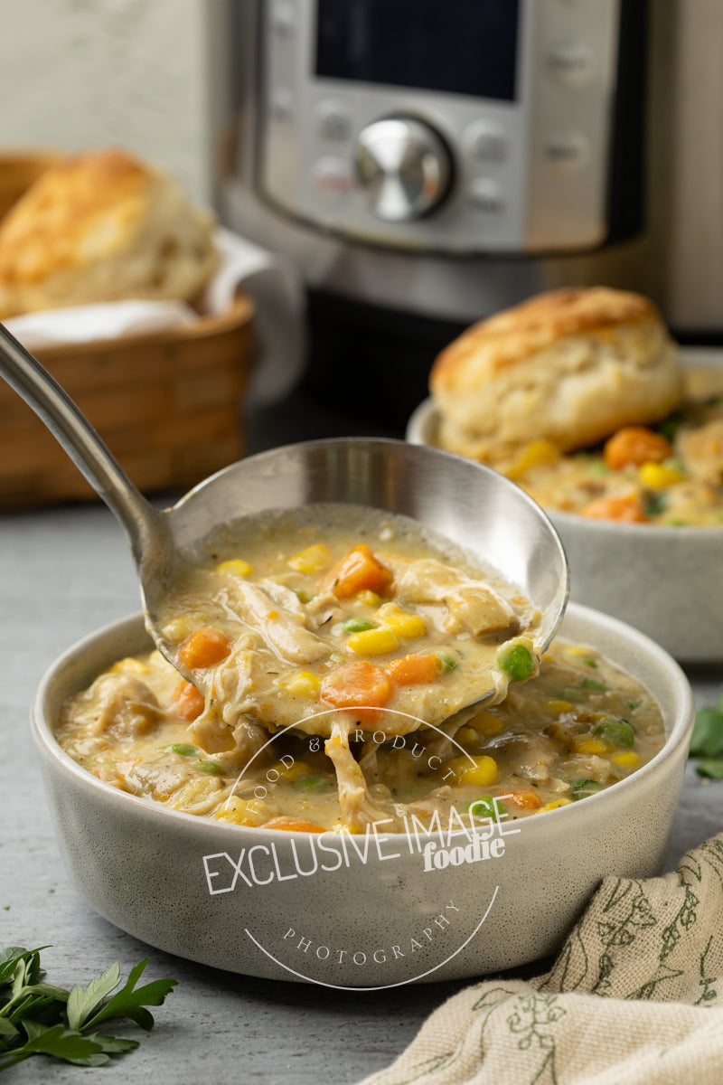 Instant pot chicken pot pie recipe photography exclusive food blogger images