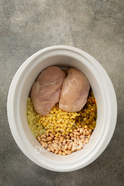 Loaded Queso Crockpot White Chicken Chili Recipe (exclusive)