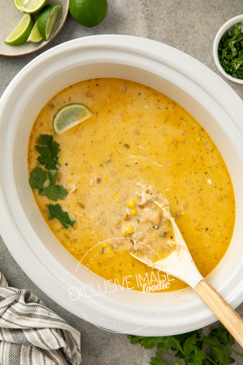 Loaded Queso Crockpot White Chicken Chili Recipe (exclusive)