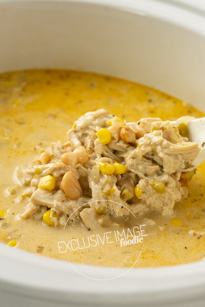 Loaded Queso Crockpot White Chicken Chili Recipe (exclusive)