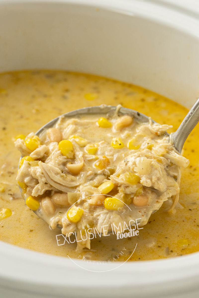 Loaded Queso Crockpot White Chicken Chili Recipe (exclusive)