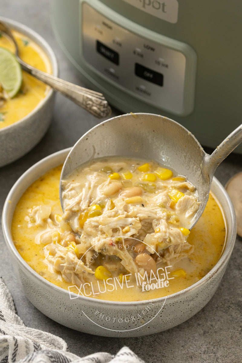 Loaded Queso Crockpot White Chicken Chili Recipe (exclusive)