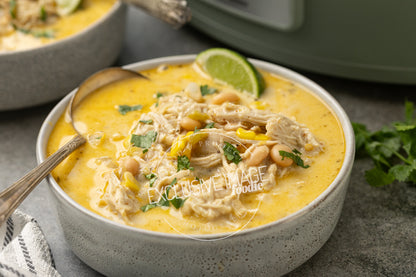 Loaded Queso Crockpot White Chicken Chili Recipe (exclusive)