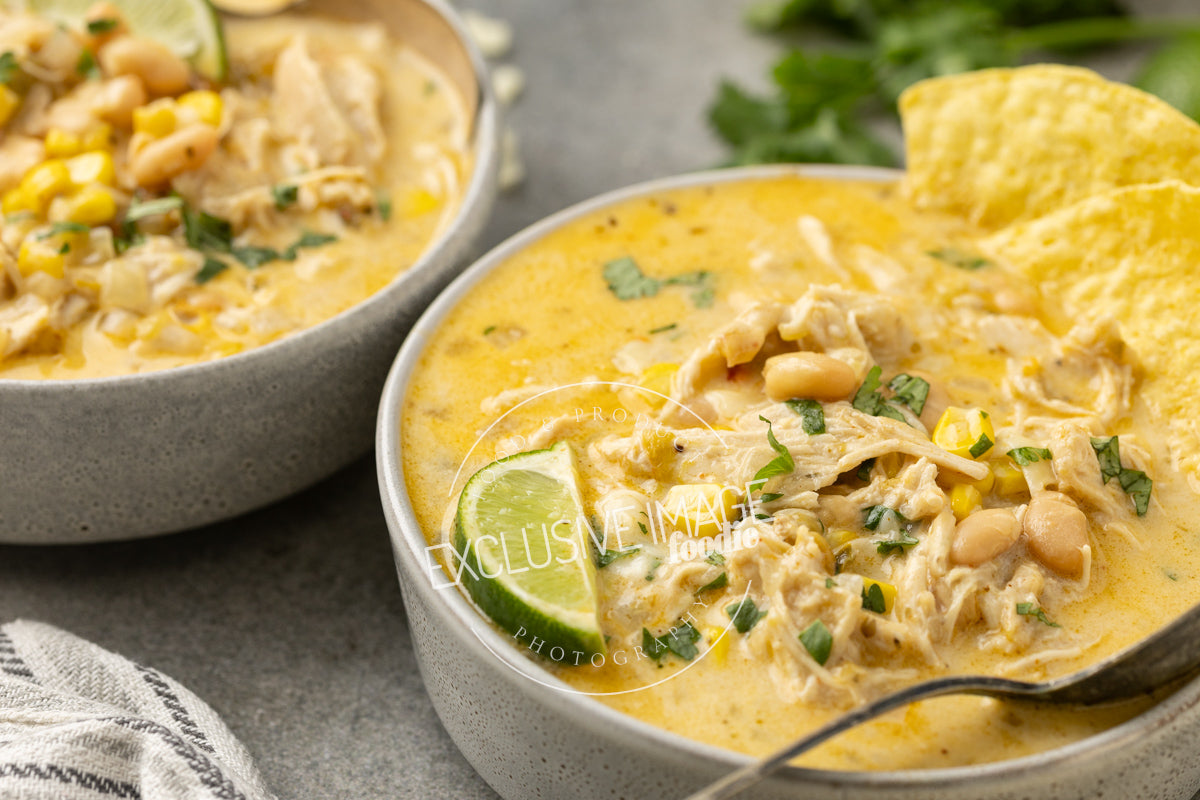 Loaded Queso Crockpot White Chicken Chili Recipe (exclusive)