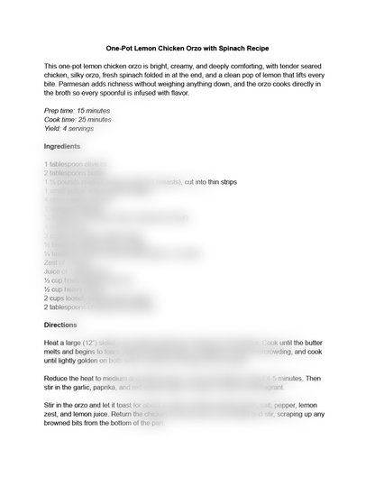 One-Pot Lemon Chicken Orzo with Spinach Recipe (exclusive)