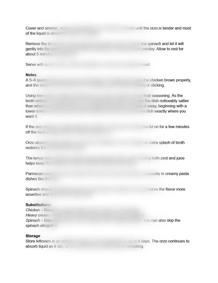 One-Pot Lemon Chicken Orzo with Spinach Recipe (exclusive)