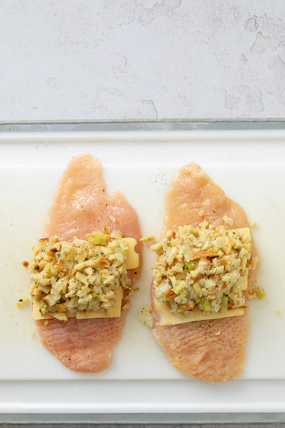 Crispy Cheesy One-Pan Stuffing Stuffed Chicken Breast Recipe With Optional Gravy (exclusive)