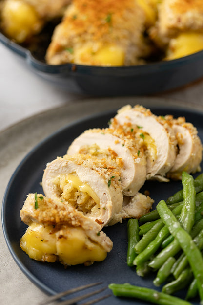 Crispy Cheesy One-Pan Stuffing Stuffed Chicken Breast Recipe With Optional Gravy (exclusive)
