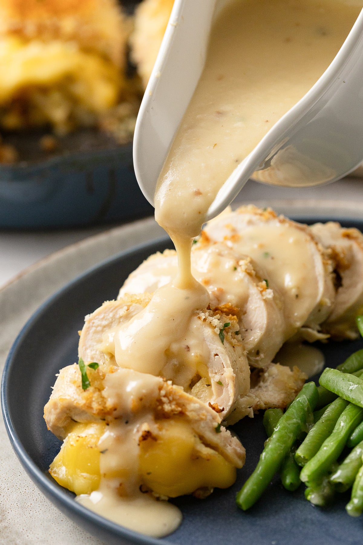 Crispy Cheesy One-Pan Stuffing Stuffed Chicken Breast Recipe With Optional Gravy (exclusive)