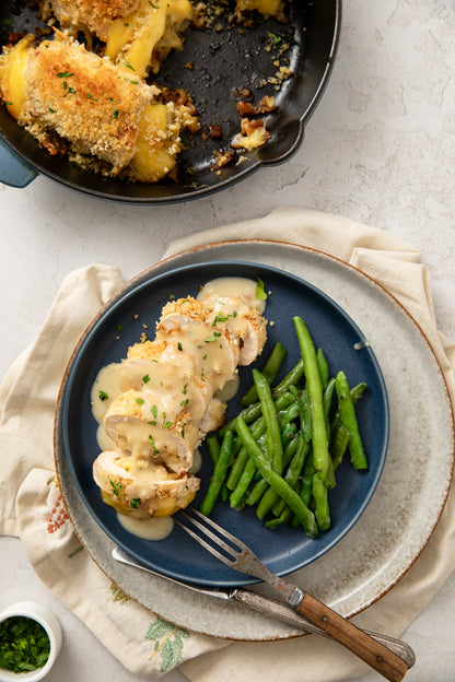 Crispy Cheesy One-Pan Stuffing Stuffed Chicken Breast Recipe With Optional Gravy (exclusive)