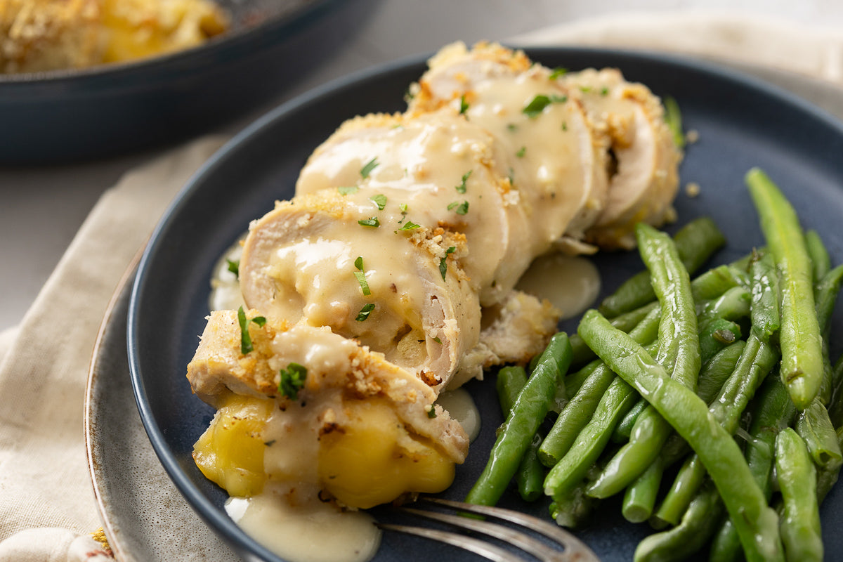 Crispy Cheesy One-Pan Stuffing Stuffed Chicken Breast Recipe With Optional Gravy (exclusive)