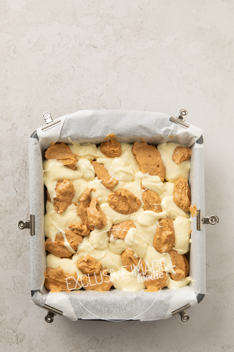 Pumpkin cheesecake bars recipe process photography food blog
