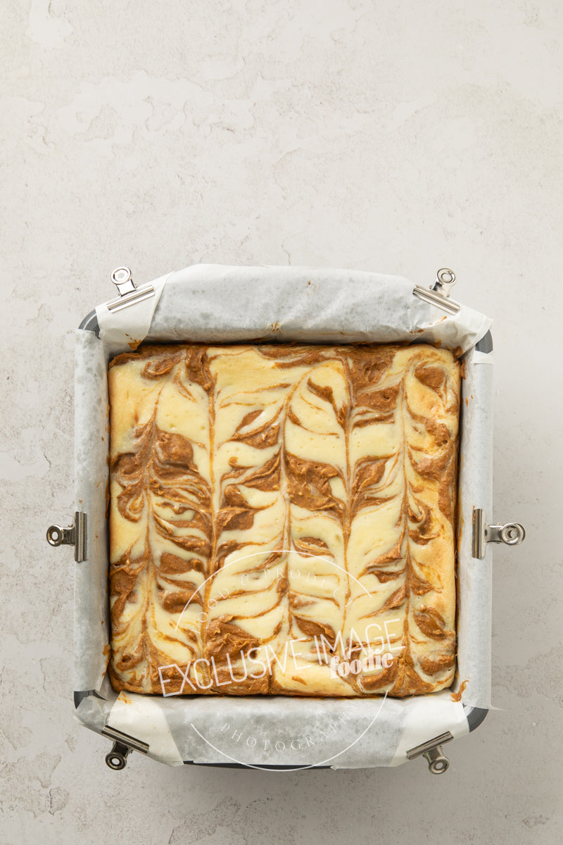Pumpkin cheesecake bars recipe process photography food blog
