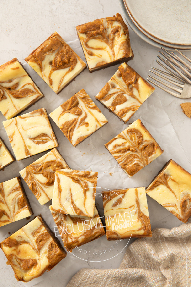Pumpkin cheesecake bars recipe photography exclusive food blogger images
