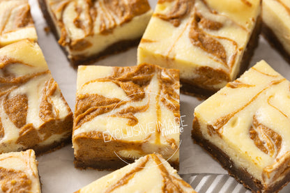 Pumpkin cheesecake bars recipe hero shot exclusive food photography package
