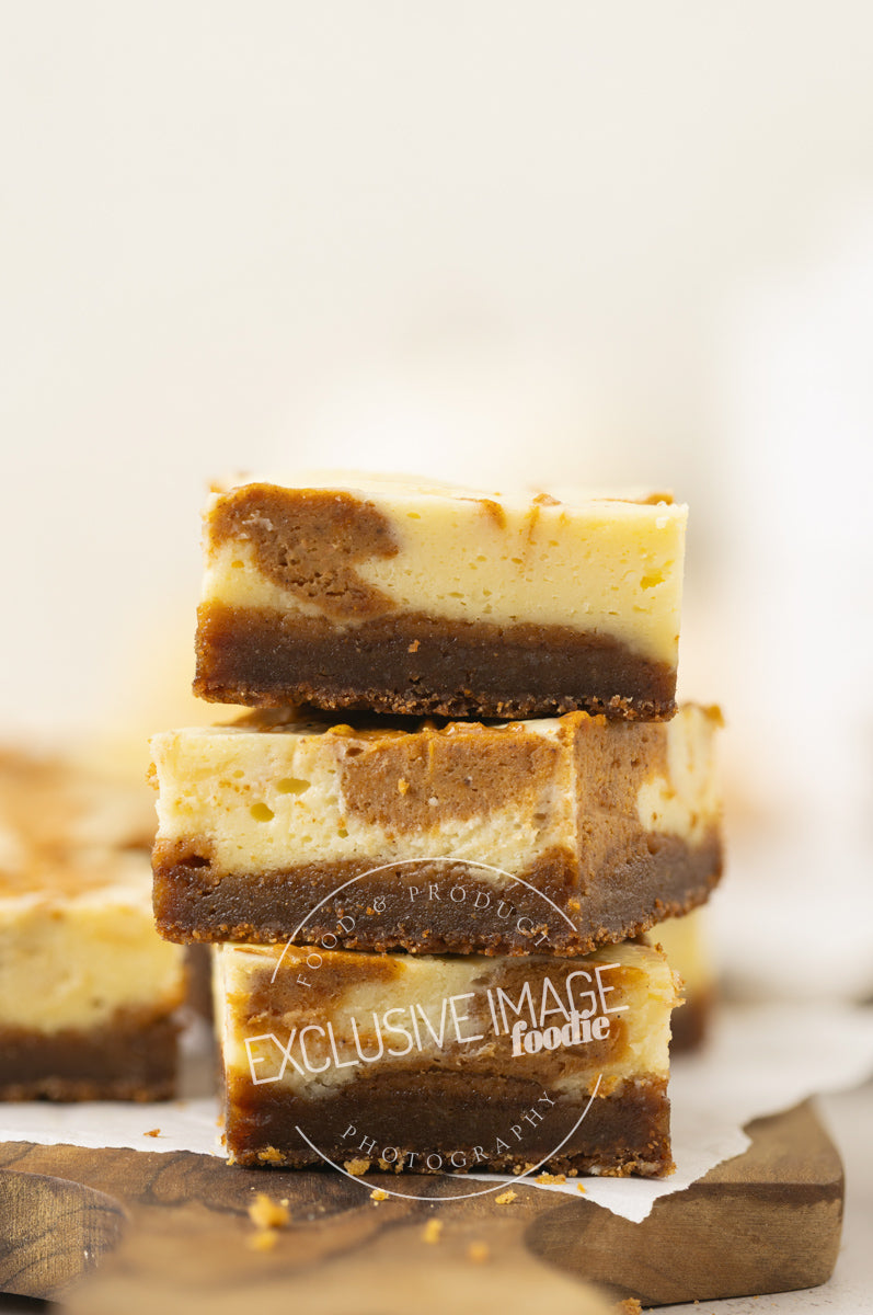 Pumpkin cheesecake bars recipe hero shot exclusive food photography package
