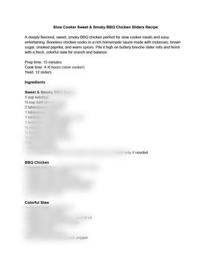 Slow Cooker Sweet & Smoky BBQ Chicken Sliders Recipe (exclusive)