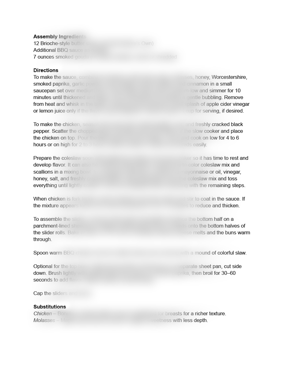 Slow Cooker Sweet & Smoky BBQ Chicken Sliders Recipe (exclusive)