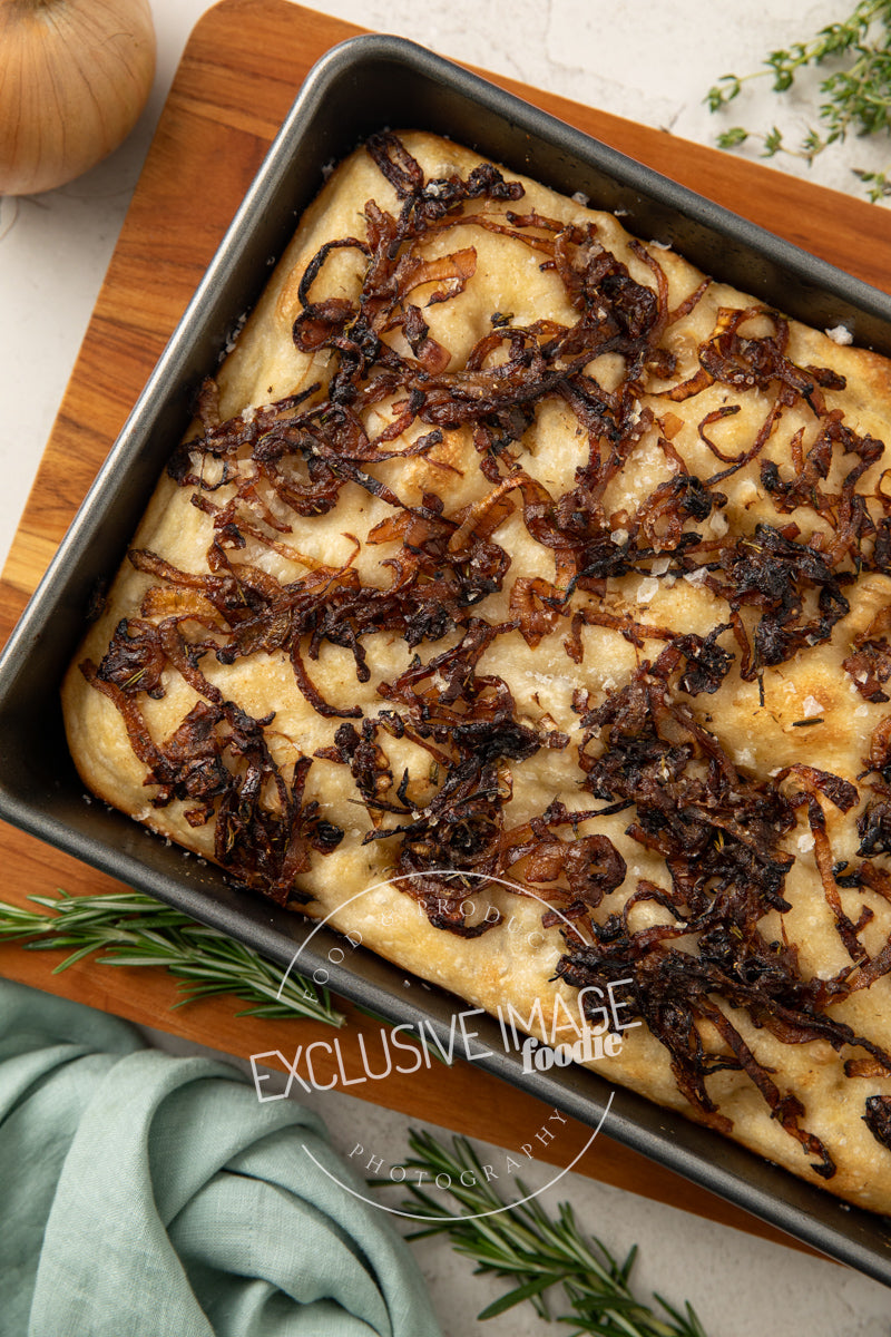Same-Day Sourdough Focaccia with Caramelized Onion and Herb Recipe (exclusive)