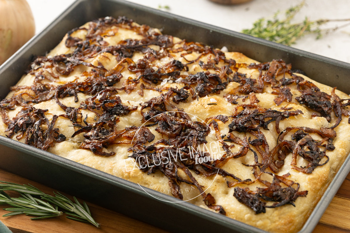 Same-Day Sourdough Focaccia with Caramelized Onion and Herb Recipe (exclusive)