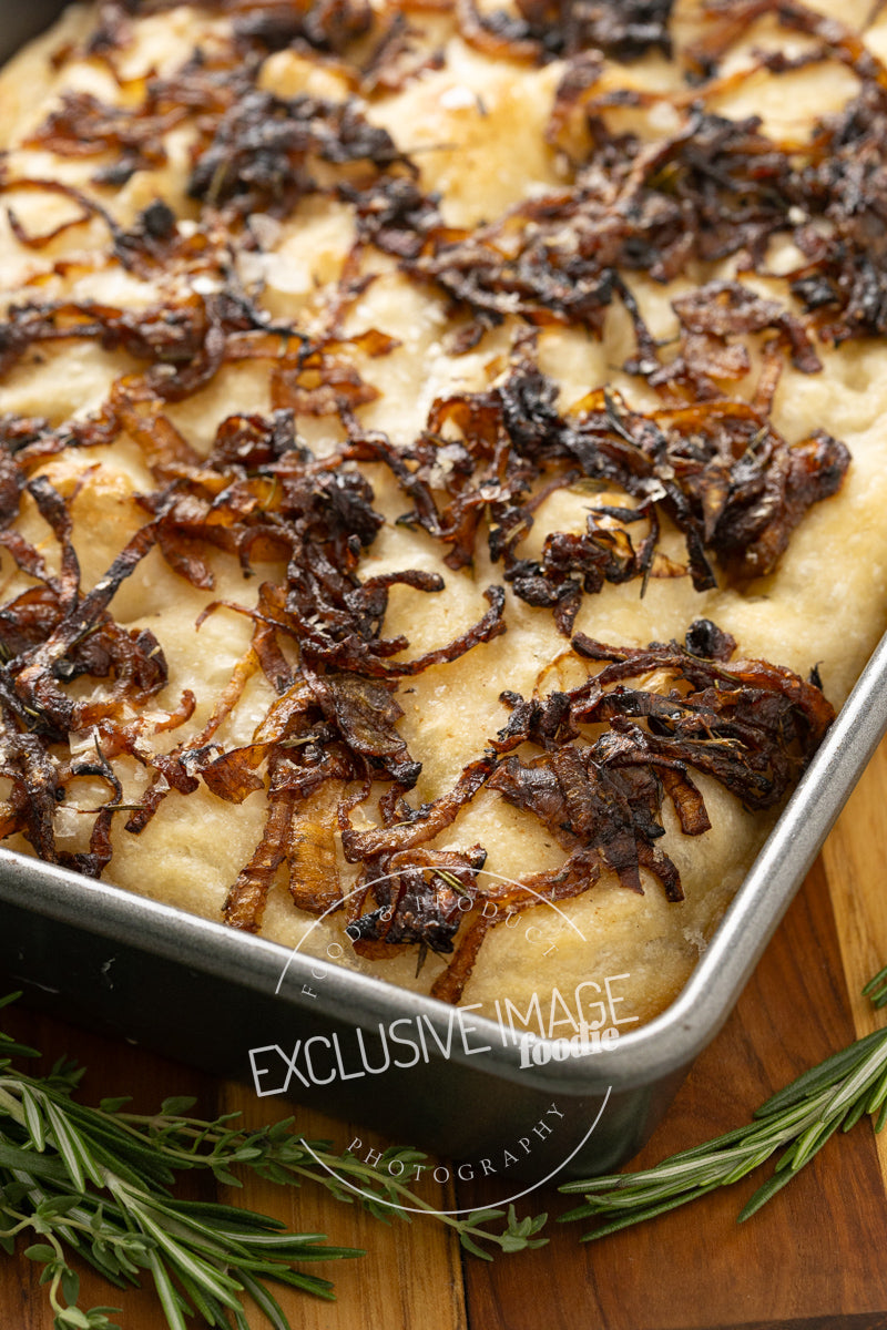 Same-Day Sourdough Focaccia with Caramelized Onion and Herb Recipe (exclusive)