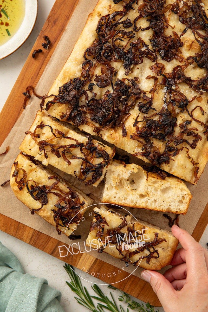 Same-Day Sourdough Focaccia with Caramelized Onion and Herb Recipe (exclusive)