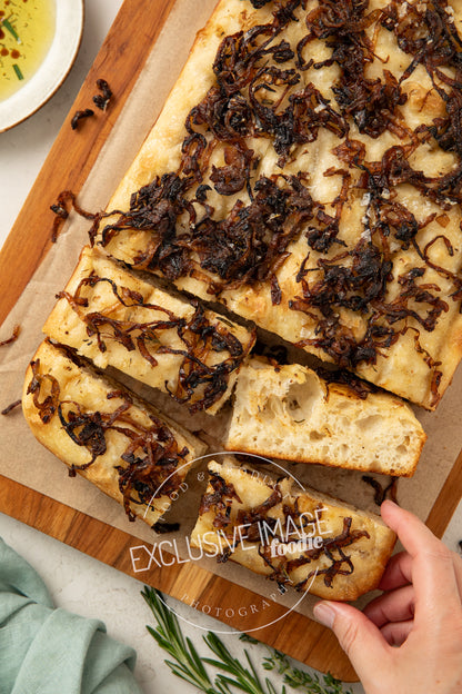 Same-Day Sourdough Focaccia with Caramelized Onion and Herb Recipe (exclusive)
