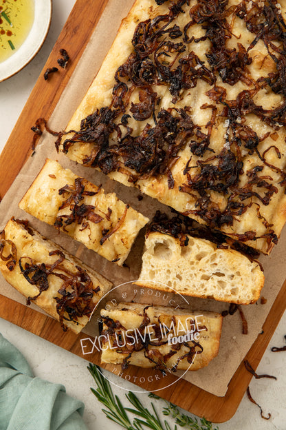 Same-Day Sourdough Focaccia with Caramelized Onion and Herb Recipe (exclusive)